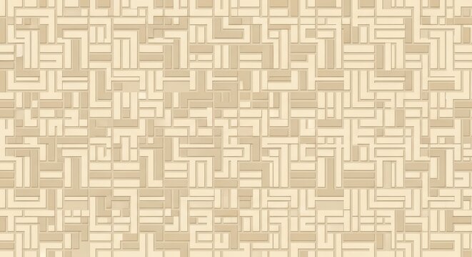 Seamless geometric pattern constructed from interlocking rectangular and L-shaped elements in subtle earth tones forms a complex background texture.