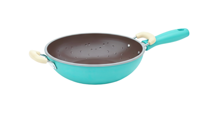 Teal Wok with Cream and Teal Handles