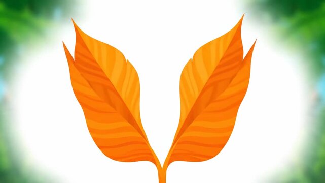Stylized Orange Leaf Growth Animation Tropical Background Transition