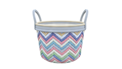 Woven Chevron Patterned Storage Basket with Handles