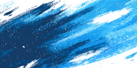 Abstract bright background with paint strokes on a white or transparent background. Blue banner color. Paint spots and strokes.