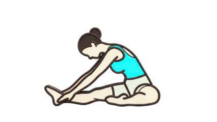 Woman in seated forward bend pose, stylized illustration