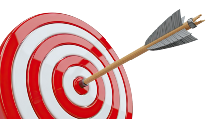 Arrow hitting the bullseye on a target