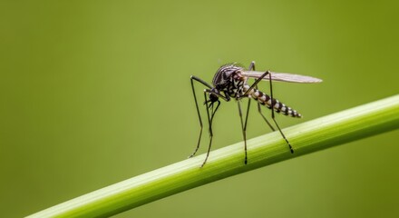 Naklejka premium Close-up of mosquito on green plant stem outdoors