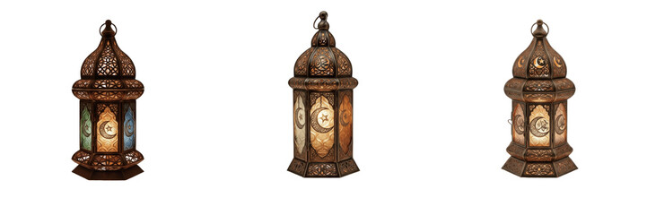 Mosque lantern for Ramadan and Islamic religious decor, traditional decorative lamp isolated on white background © Darga
