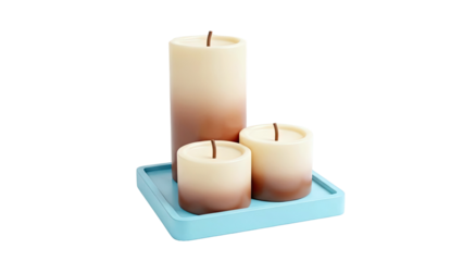 Three Ombre Candles on a Blue Tray