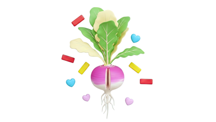 Stylized Turnip with Hearts and Rectangles