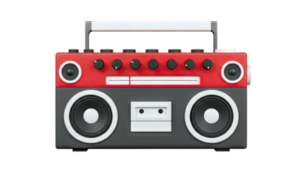 Retro Boombox with Speakers and Cassette Deck