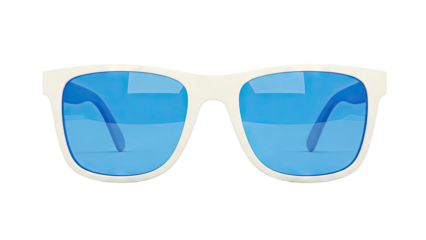 White Frame Sunglasses with Blue Lenses