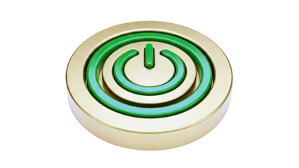 Gold and Green Power Button Symbol