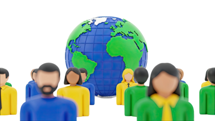 Diverse Group of People Surrounding a Globe
