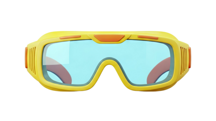 Yellow and Orange Ski Goggles with Blue Lenses