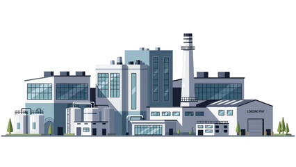 Obraz premium Modern industrial manufacturing plant with multiple buildings and chimneys