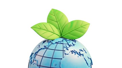 Green Leaves on Blue Globe - Eco-friendly Concept