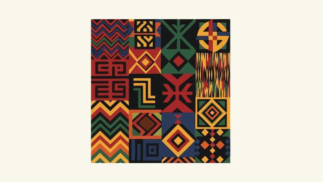 A vibrant mosaic of geometric patterns and colors