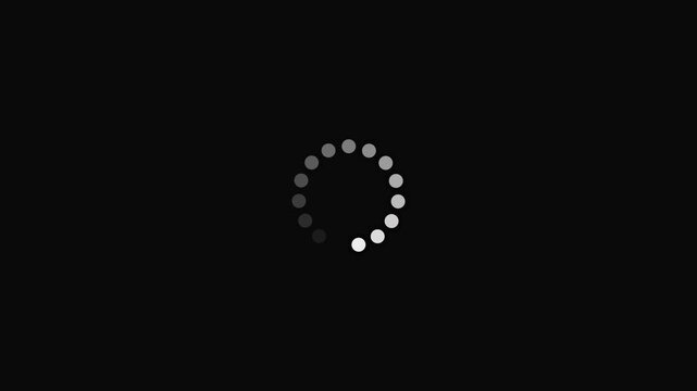 White Circular Loading Video Animation on Black Background.