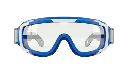 Blue and White Ski Goggles