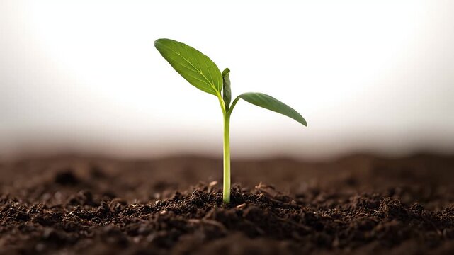 Seedling sprouting time lapse growth in fertile soil agriculture concept