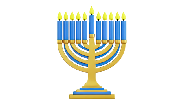 Hanukkah Menorah with Nine Burning Candles - Powered by Adobe