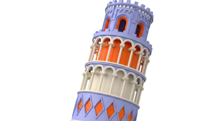 Stylized Leaning Tower of Pisa 3D render