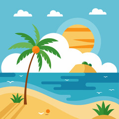 Obraz premium A simple illustration of a summer sea. vacation