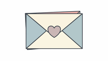 A cute vector illustration of an envelope with a heart, symbolizing Valentine's Day love on February 14th, in an isolated design.