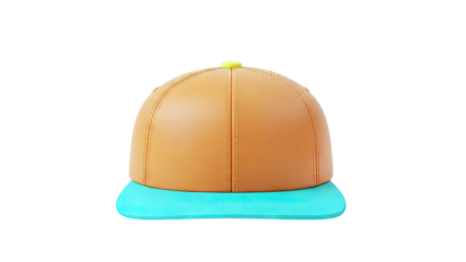 Orange and Teal Baseball Cap with Yellow Button
