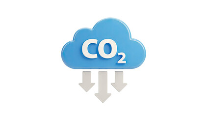 CO2 Cloud Icon with Downward Arrows