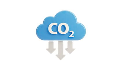 CO2 Cloud Icon with Downward Arrows
