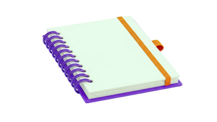 Spiral Notebook with Orange Elastic Band and Purple Binding