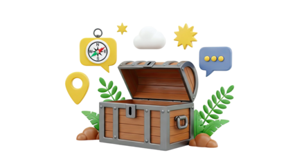 Treasure Chest with Navigation and Communication Icons