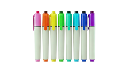 Assorted Colored Pens Lined Up
