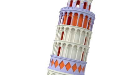 Stylized Leaning Tower of Pisa with Pastel Colors