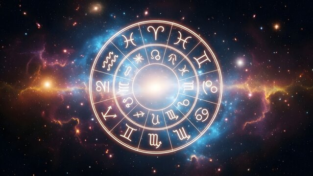 Zodiac Wheel Astrology Signs Cosmos Universe.