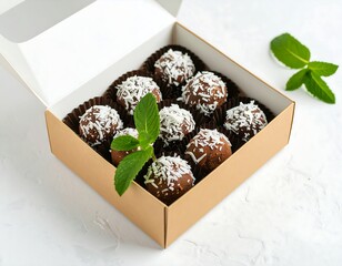 chocolate truffle topped with coconut flakes