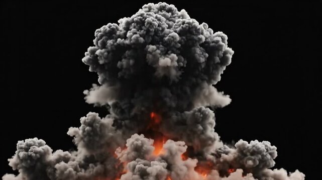 Large explosion with fire and smoke.