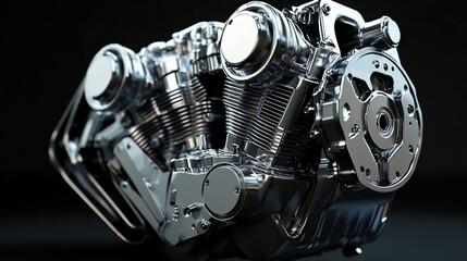 Fototapeta premium Chrome Motorcycle Engine