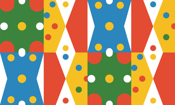Colorful abstract geometric shapes seamless pattern vibrant textile print texture repeating playful wallpaper art