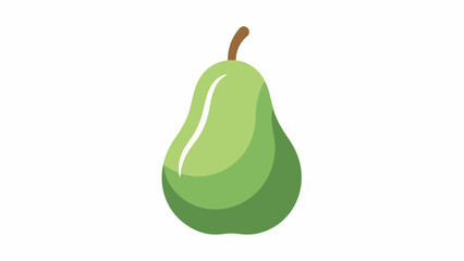 Illustration of a single green pear with a brown stem against a white background.