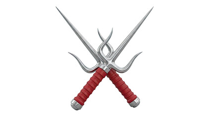 Pair of Crossed Sai with Red Grips