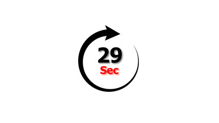 29 Sec clock icon illustration. 29 Second illustration on black background and creating a stunning 4k illustration.