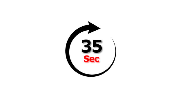 35 Sec clock icon illustration. 35 Second illustration on black background and creating a stunning 4k illustration.