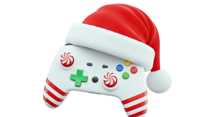 Christmas Themed Gaming Controller with Santa Hat