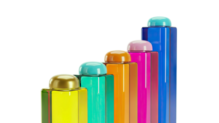 Colorful Rectangular Bottles Arranged in Ascending Order
