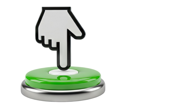 3D Cursor Hand Icon Pressing Green Button - Powered by Adobe