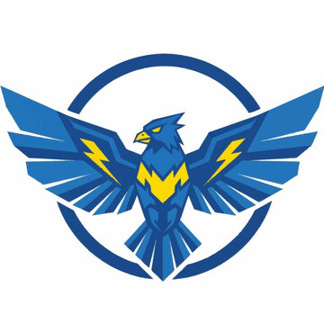 Majestic Blue Eagle with Lightning Bolt Markings in a Circular Frame.