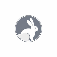 Fototapeta premium Minimalist White Rabbit Logo Design in a Circular Frame.