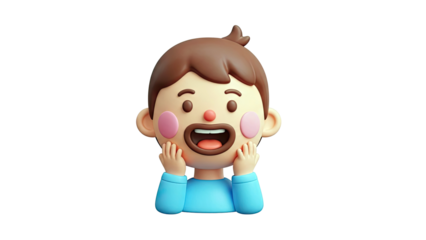 3D cartoon boy with surprised expression