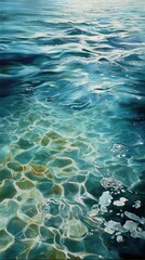 Sunlight Glittering on Azure Ocean Surface with Abstract Reflections and Shimmering Water Texture Creates a Serene Aquatic Atmosphere Perfect for Backgrounds
