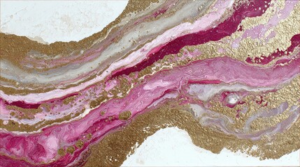 Abstract Gold Crimson Glitter Texture on White Canvas Swirling Luxury Resin Art Background with Shiny Metallic Accents Festive Decorative Backdrop